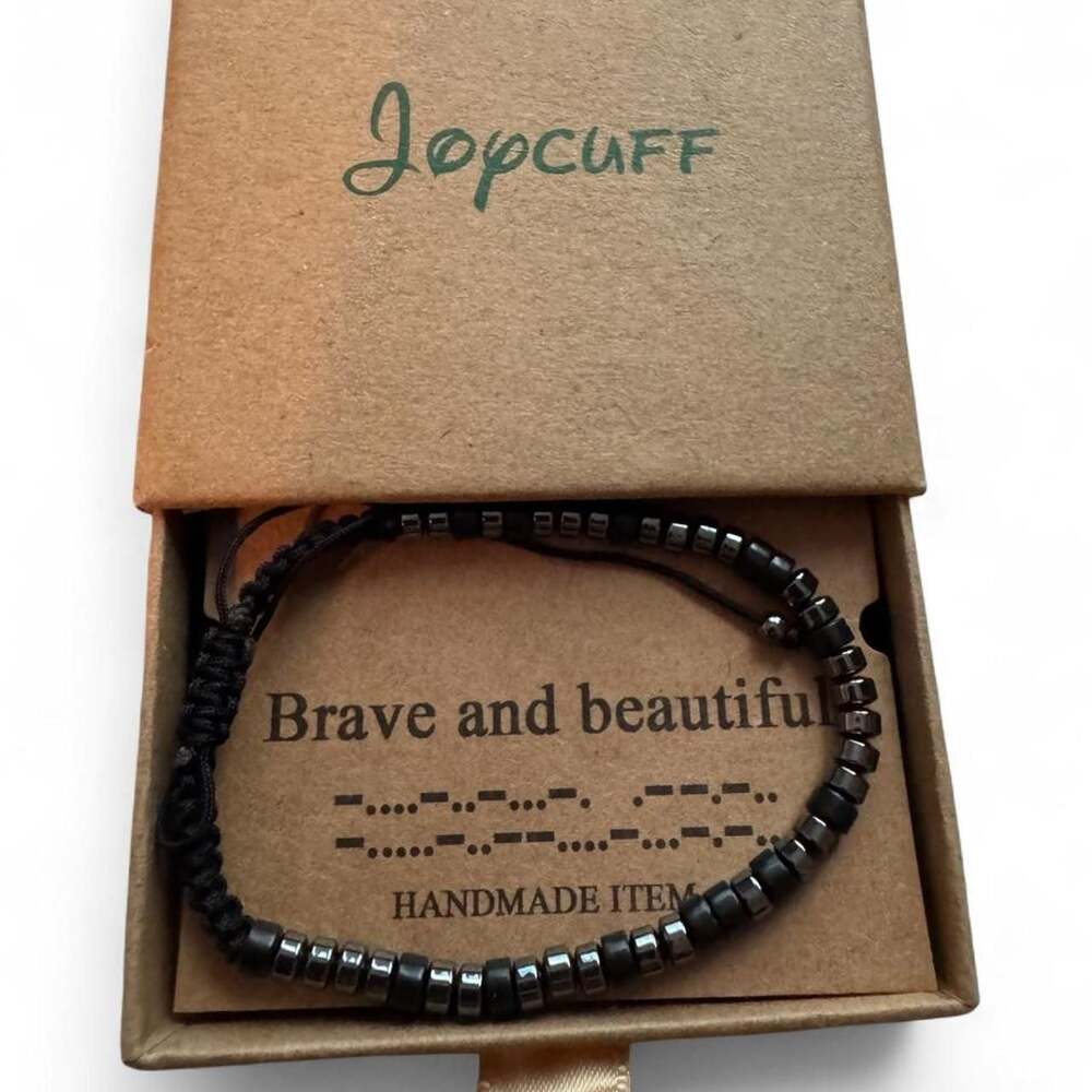Jopcuff Brave and Beautiful Morse Code Beaded Bracelet